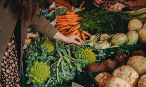 Shopping for fresh fruits and vegetables