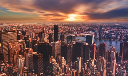 Philadelphia skyline at sunset