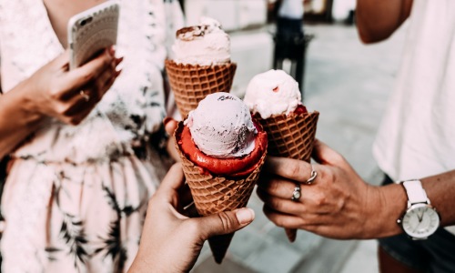 Friends enjoying ice cream